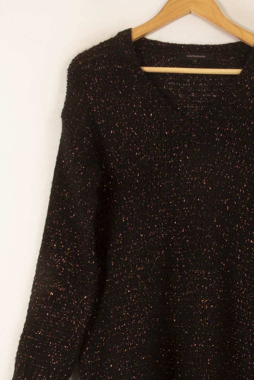 Pull Noir et Doré - Taille S/36 de la marque La Fée Maraboutée | PARAD58542 - Vendu par Paradigme - Image 3