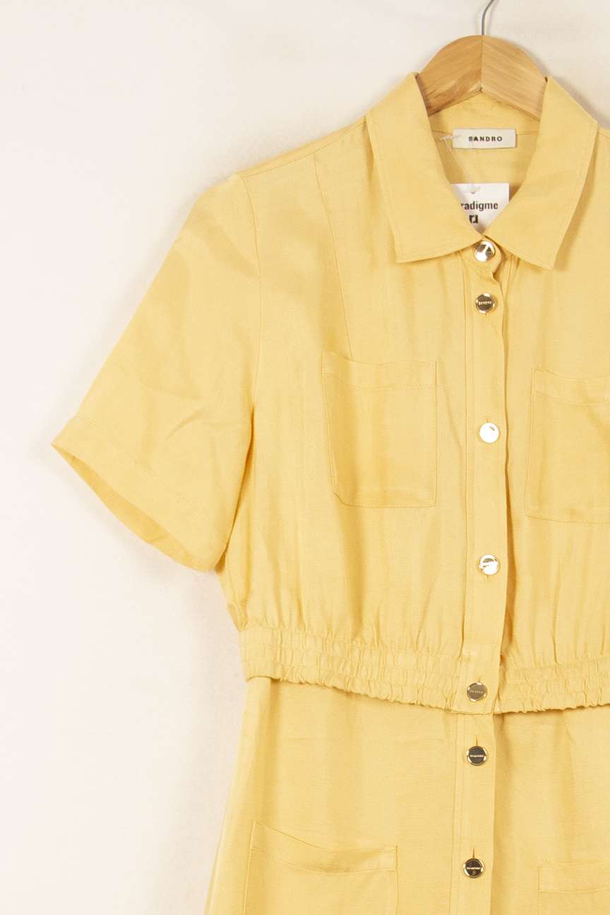 Robe Chemise Jaune - Taille M/38 de la marque Sandro | PARAD58554 - Vendu par Paradigme - Image 3