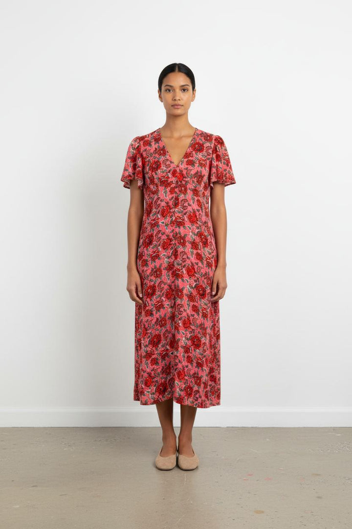Robe Longue Rose et Rouge - Taille L/40