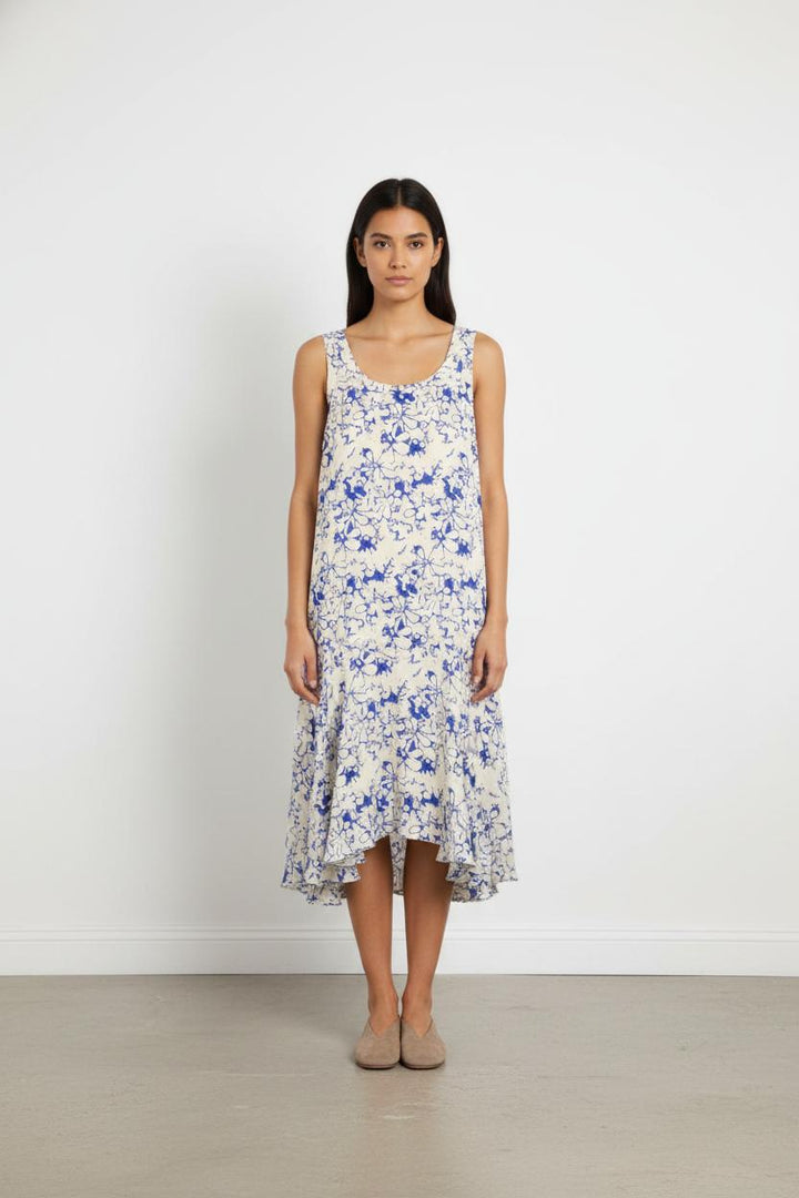 Robe Midi Blanche et Bleue - Taille S/36