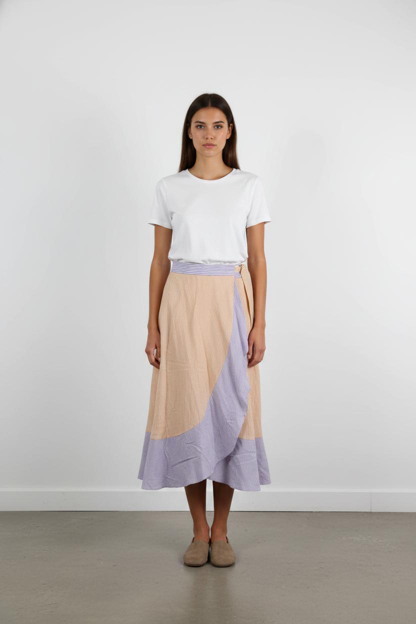 Jupe Longue Beige et Bleue - Taille XS/34
