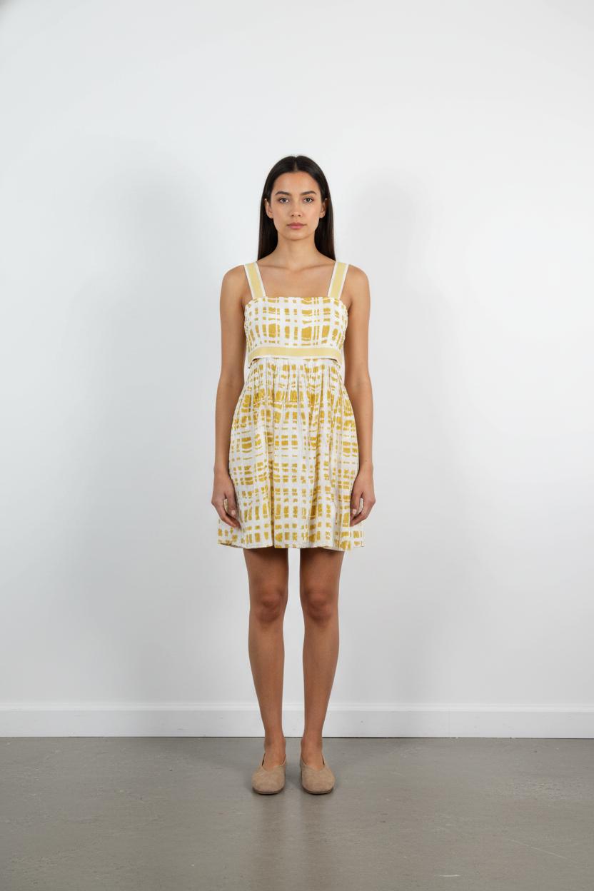 Robe Courte Jaune et Blanche - Taille S/36