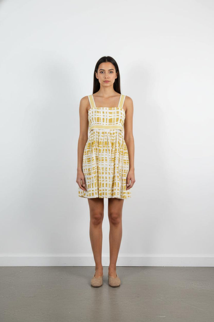 Robe Courte Jaune et Blanche - Taille S/36