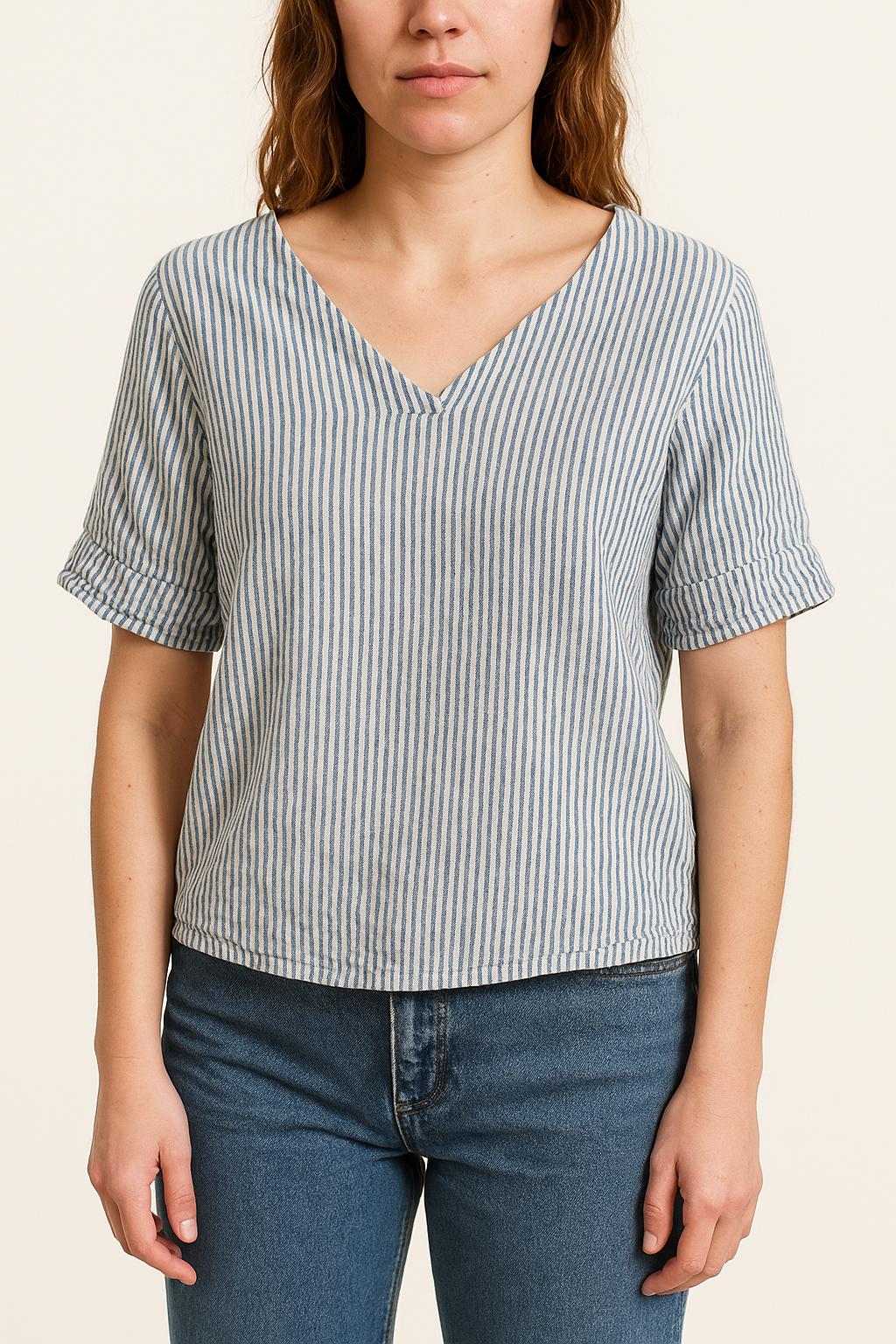 Blouse Bleu et Blanc - Taille S/36 de la marque La Fée Maraboutée | PARAD58586 - Vendu par Paradigme - Image 1