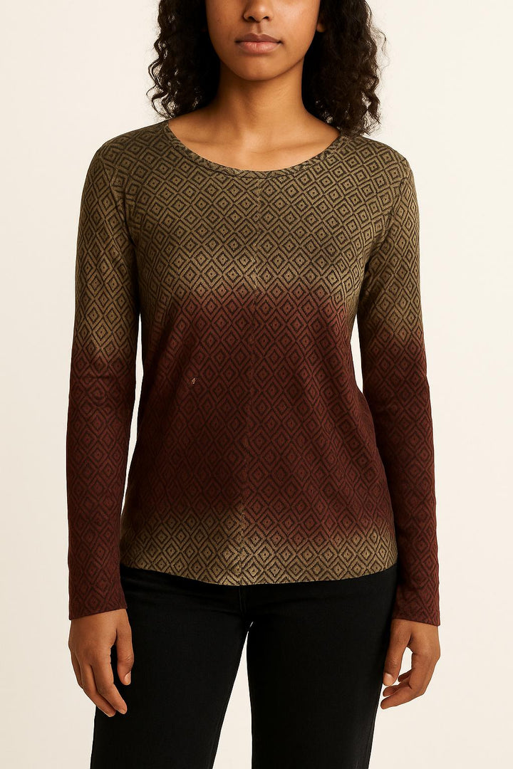 Tee-shirt Manches Longues Marron et Bordeaux - Taille S/36 de la marque Majestic Filatures | PARAD58592 - Vendu par Paradigme - Image 1