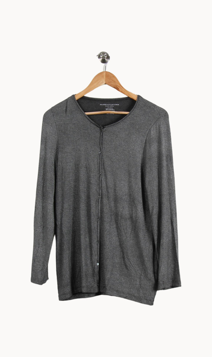 Cardigan Gris - Taille XL/42 de la marque Majestic Filatures | PARAD58605 - Vendu par Paradigme - Image 2