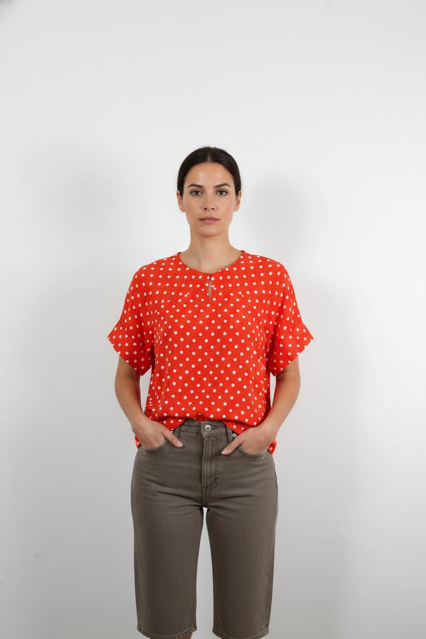 Blouse Rouge et Blanche - Taille M/38