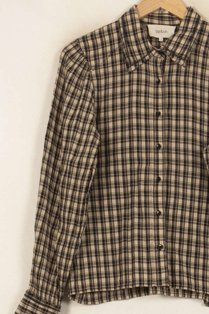 Chemise À Carreaux Beige et Noir - Taille M/38 de la marque ba&sh | PARAD58631 - Vendu par Paradigme - Image 3