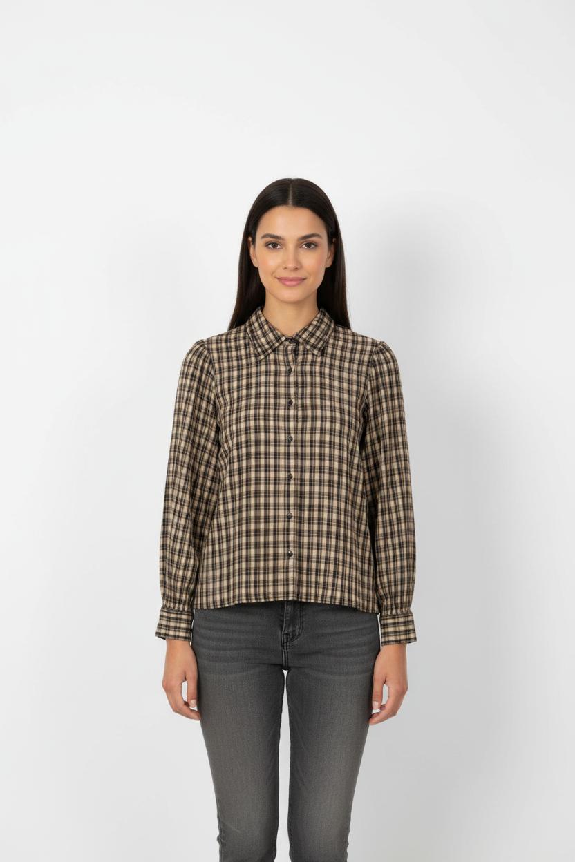 Chemise À Carreaux Beige et Noir - Taille M/38