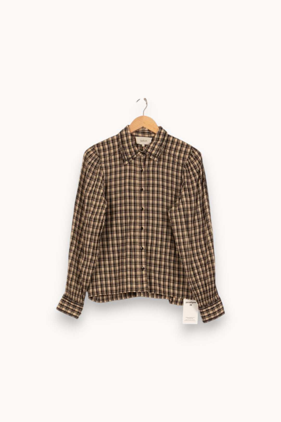 Chemise À Carreaux Beige et Noir - Taille M/38 de la marque ba&sh | PARAD58631 - Vendu par Paradigme - Image 2