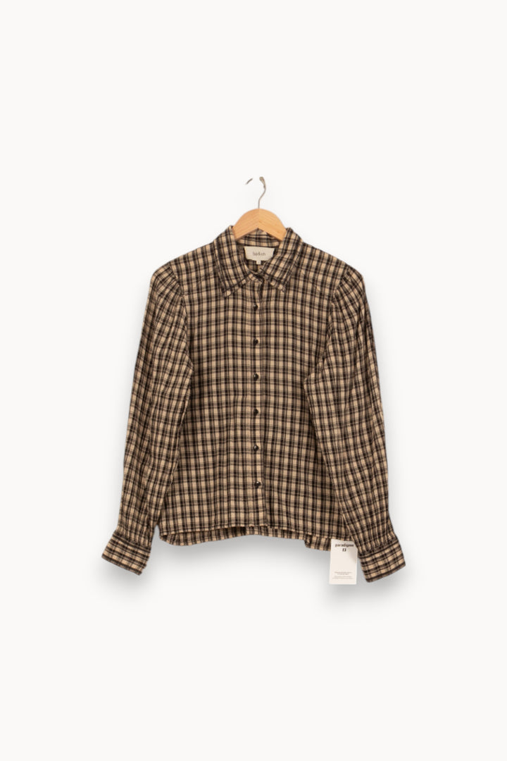 Chemise À Carreaux Beige et Noir - Taille M/38 de la marque ba&sh | PARAD58631 - Vendu par Paradigme - Image 2