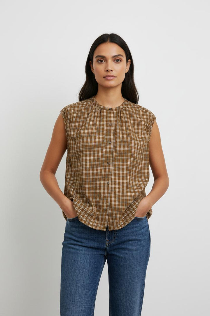 Blouse Marron et Blanche - Taille M/38