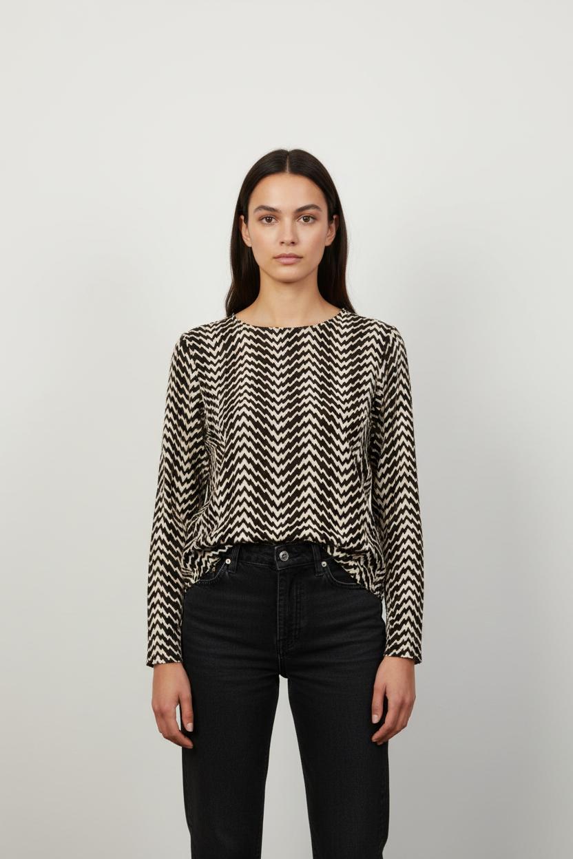 Blouse Noire et Blanche - Taille L/40