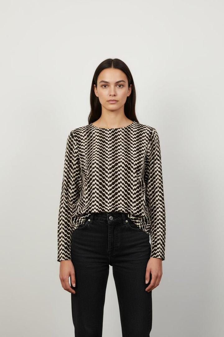 Blouse Noire et Blanche - Taille L/40