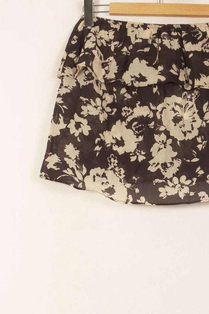 Jupe Fleurie Marron et Beige - Taille L/40 de la marque ba&sh | PARAD58661 - Vendu par Paradigme - Image 3