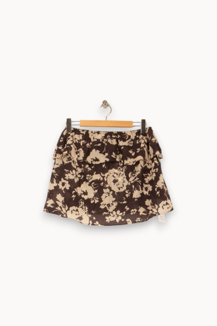 Jupe Fleurie Marron et Beige - Taille L/40 de la marque ba&sh | PARAD58661 - Vendu par Paradigme - Image 2