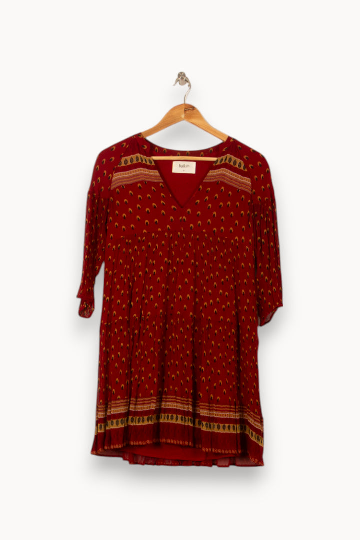 Robe Courte Bordeaux et Jaune - Taille XS/34 de la marque ba&sh | PARAD58707 - Vendu par Paradigme - Image 2