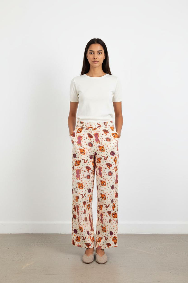 Pantalon Large Blanc et Orange - Taille XS/34