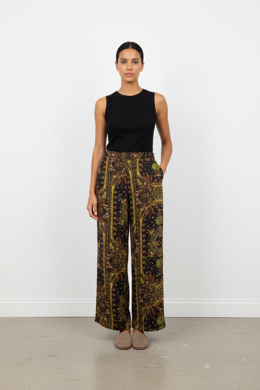 Pantalon Large Noir et Jaune - Taille S/36