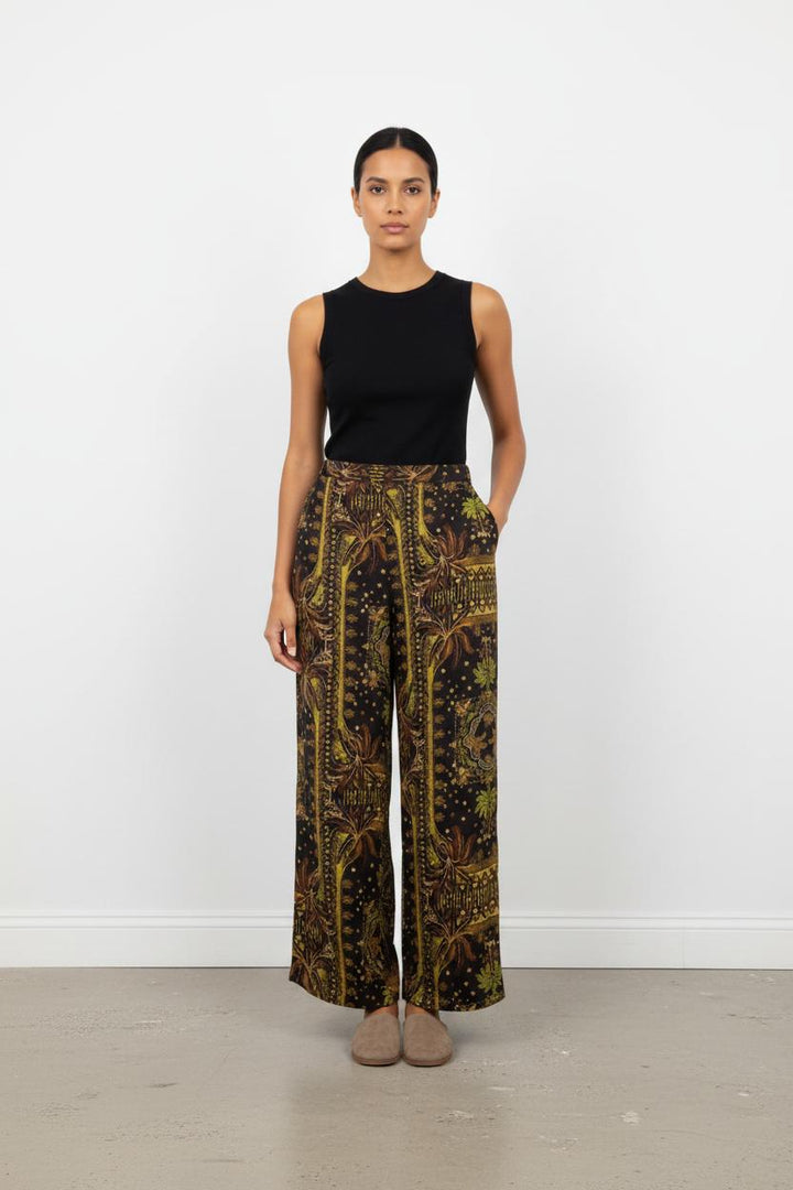 Pantalon Large Noir et Jaune - Taille S/36