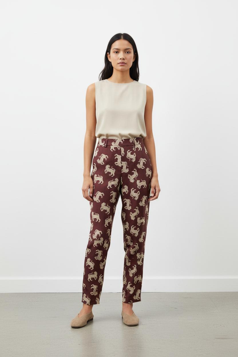 Pantalon Bordeaux et Beige - Taille S/36