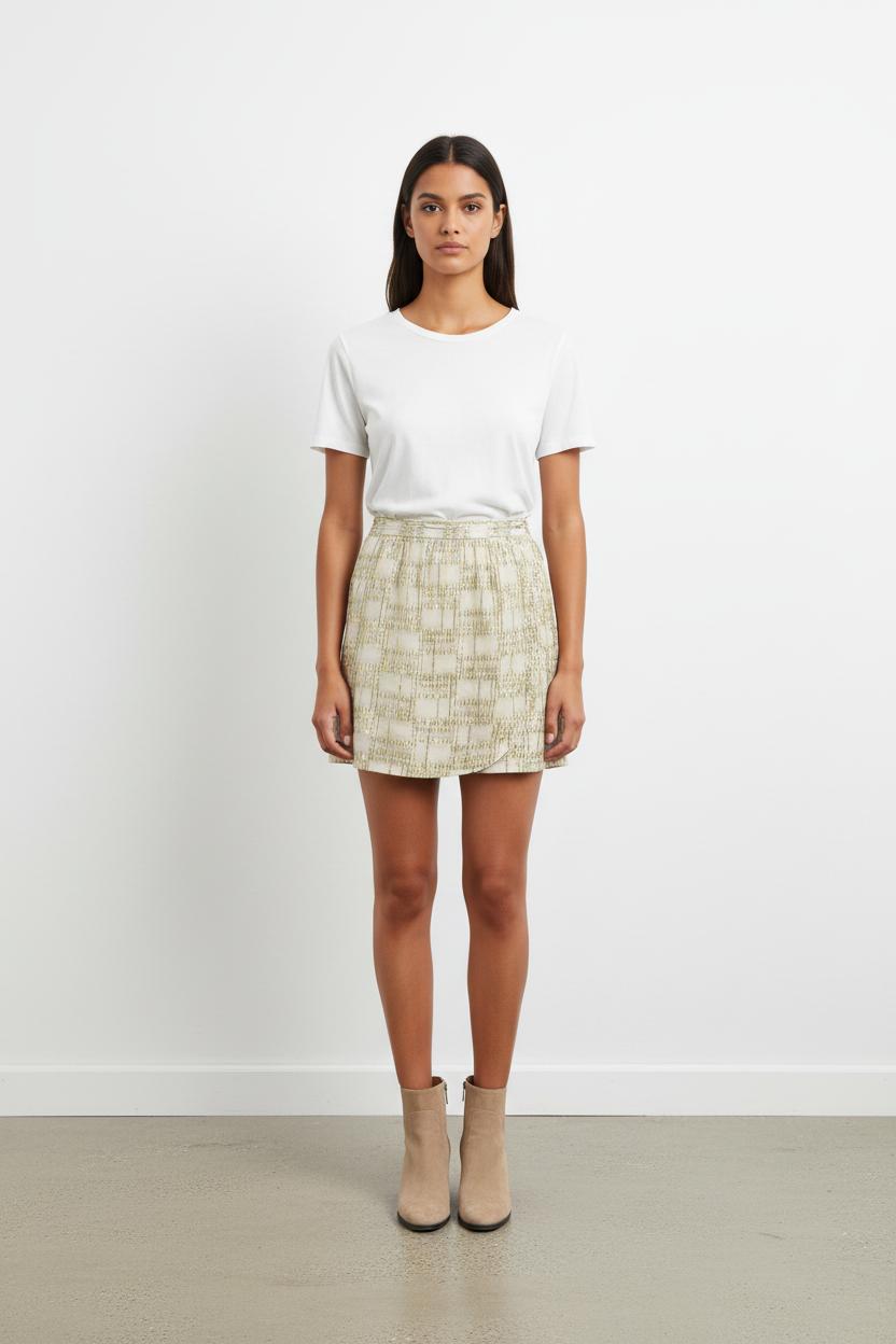 Jupe Courte Blanche et Dorée - Taille S/36