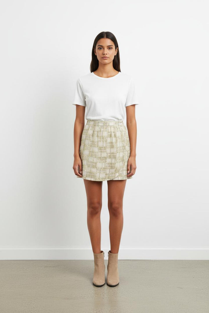 Jupe Courte Blanche et Dorée - Taille S/36
