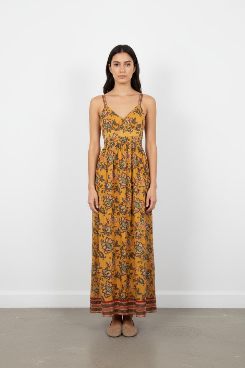Robe Longue Jaune et Rouge - Taille S/36