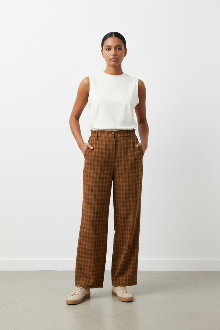 Pantalon Carreaux Marron - Taille S/36