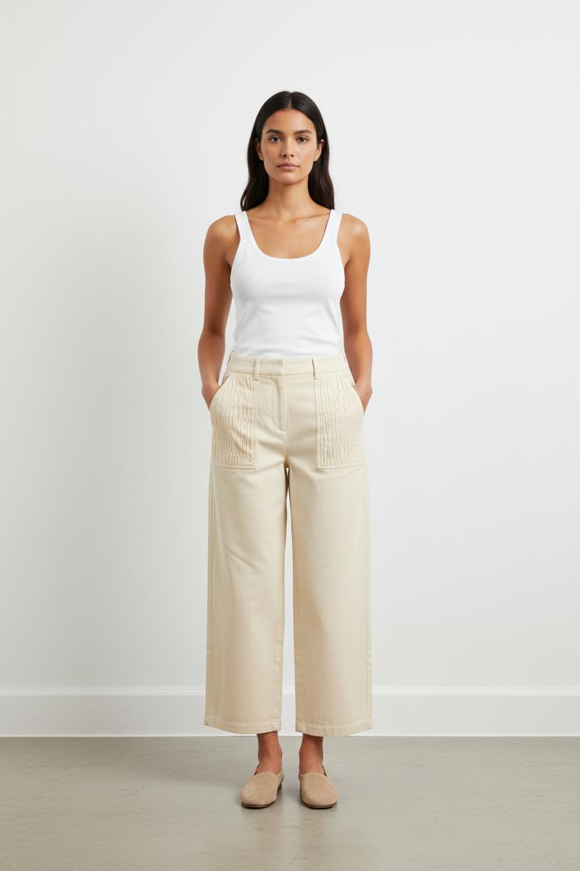 Pantalon Large Beige - Taille S/36