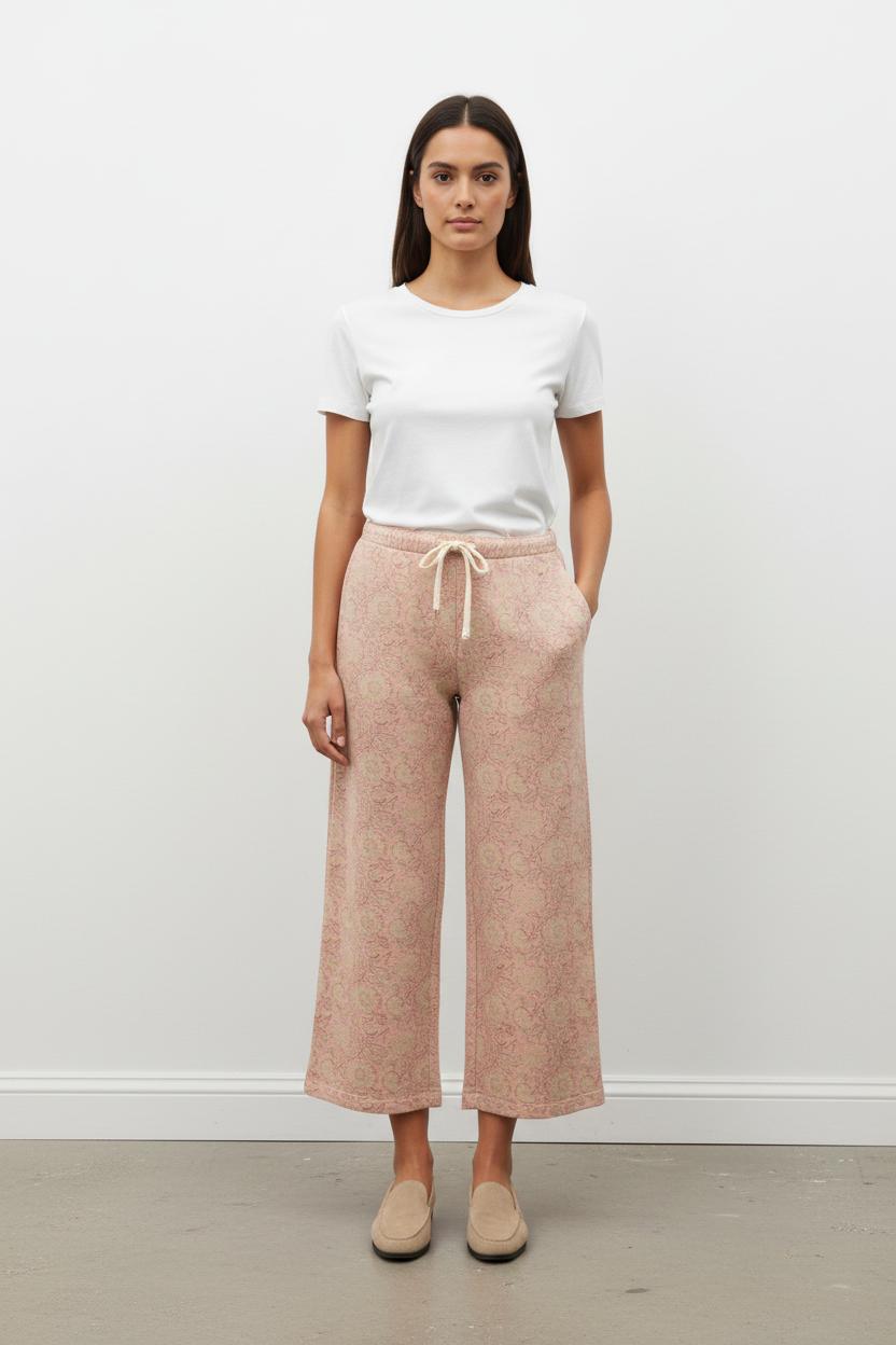 Pantalon Large Rose et Beige - Taille S/36