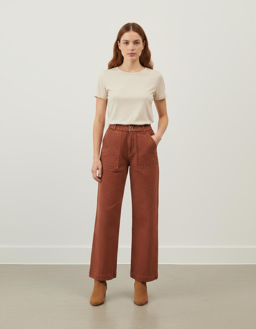 Pantalon Large Marron - Taille S/36