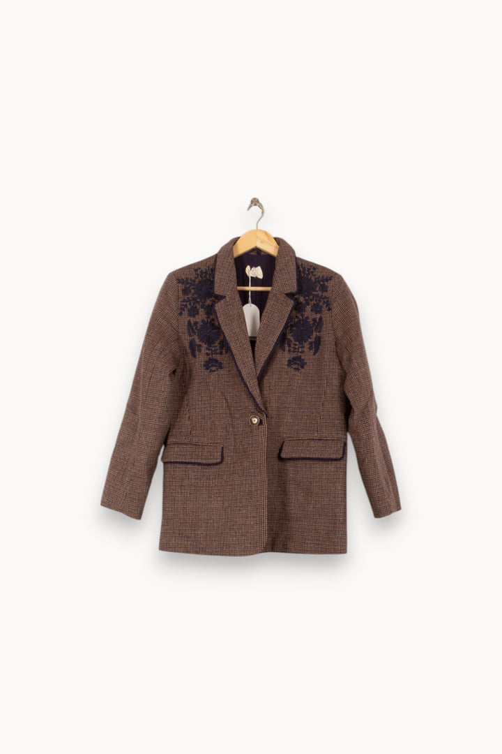 Blazer Marron et Bleu - Taille S/36 de la marque Louise Misha | PARAD58798 - Vendu par Paradigme - Image 2
