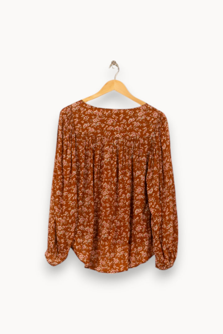 Blouse Fleurie Marron et Blanche - Taille S/36 de la marque Louise Misha | PARAD58806 - Vendu par Paradigme - Image 4