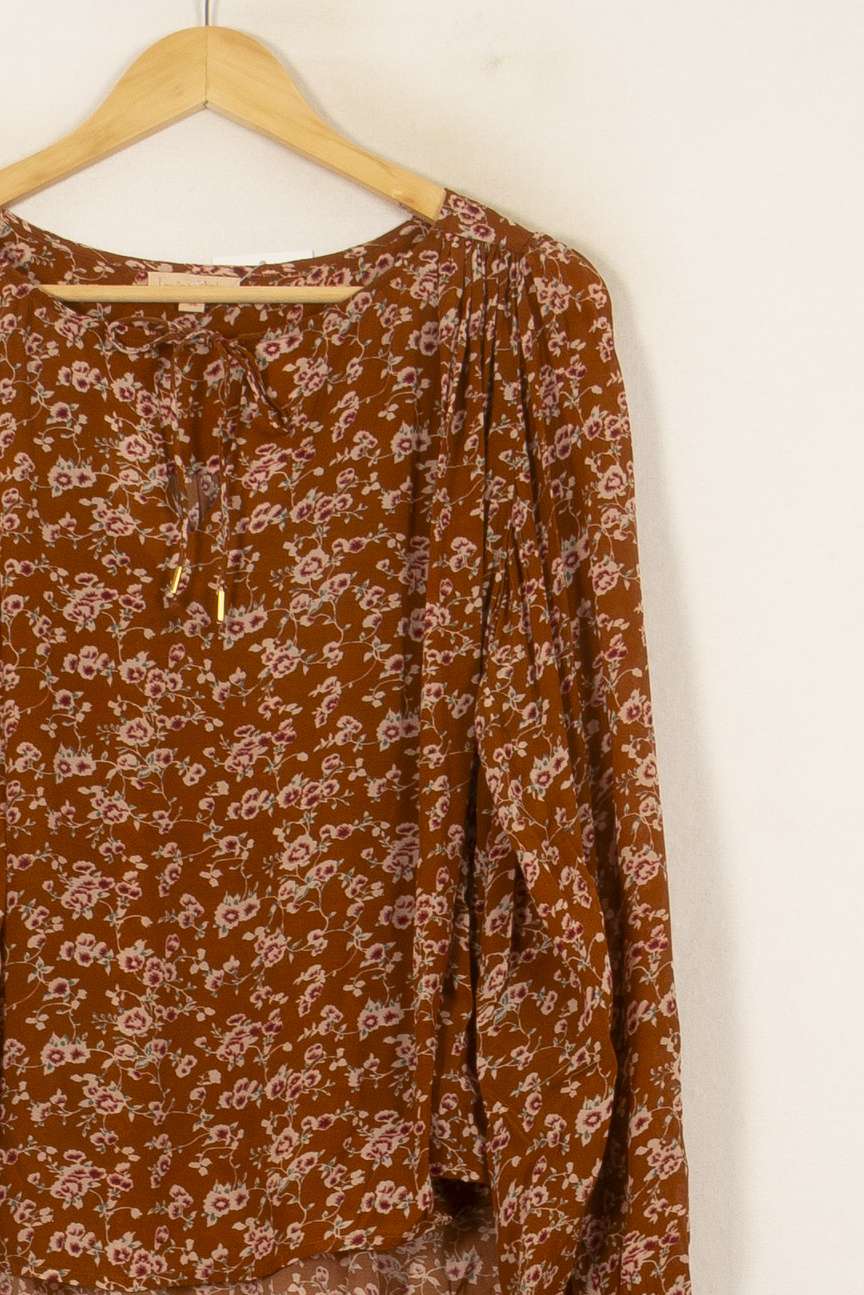 Blouse Fleurie Marron et Blanche - Taille S/36 de la marque Louise Misha | PARAD58806 - Vendu par Paradigme - Image 3