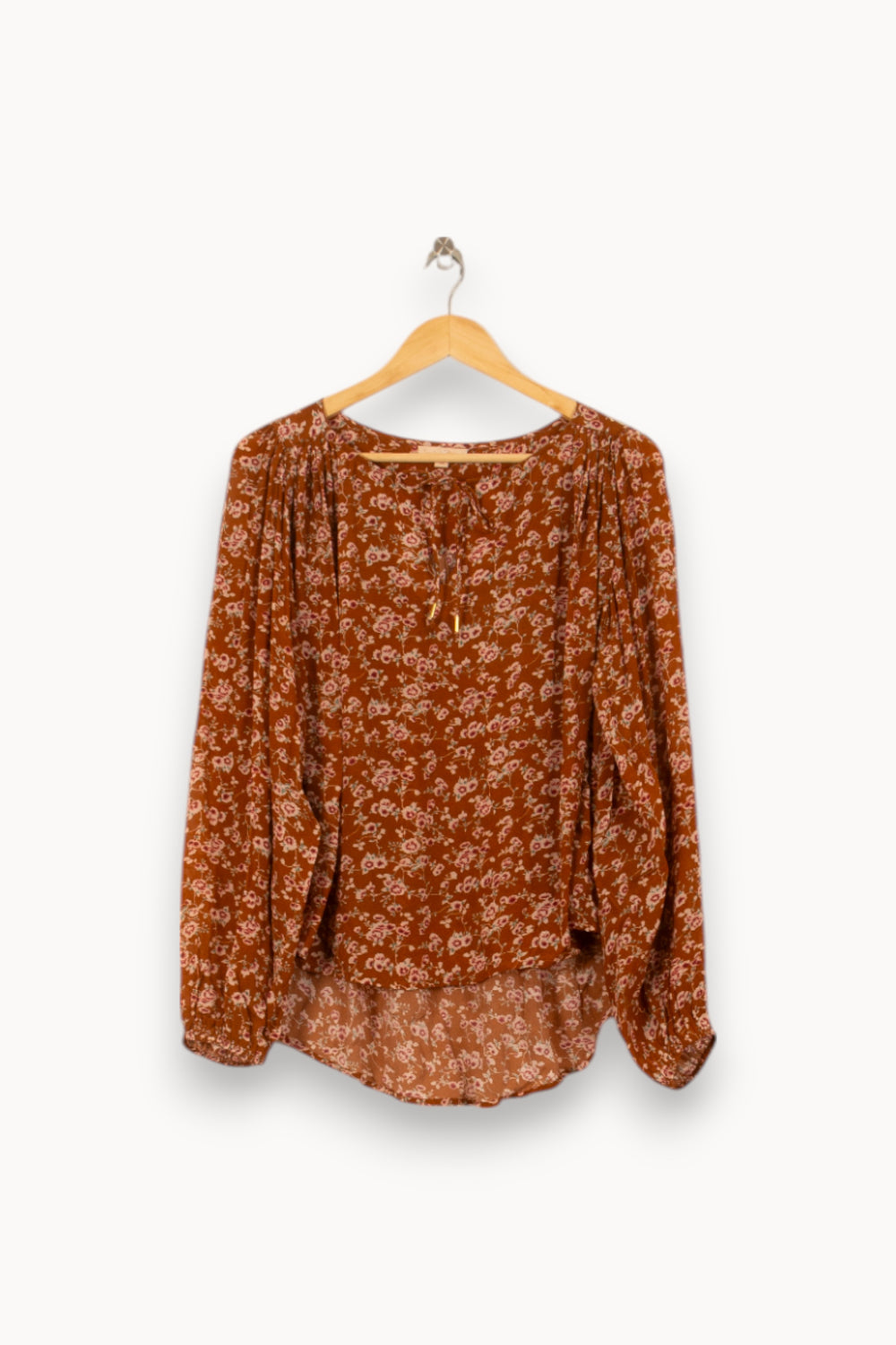 Blouse Fleurie Marron et Blanche - Taille S/36 de la marque Louise Misha | PARAD58806 - Vendu par Paradigme - Image 2