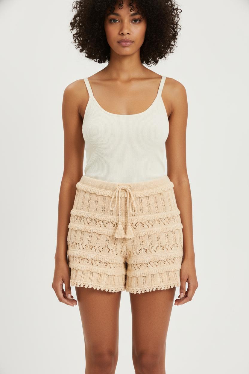 Short en Maille Beige - Taille S/36