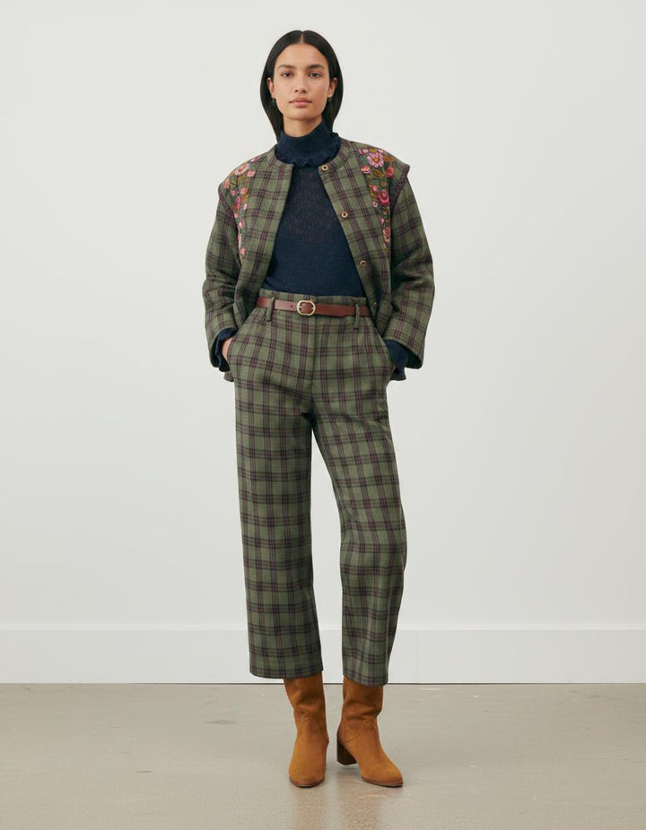 Pantalon Carreaux Vert et Bordeaux - Taille S/36