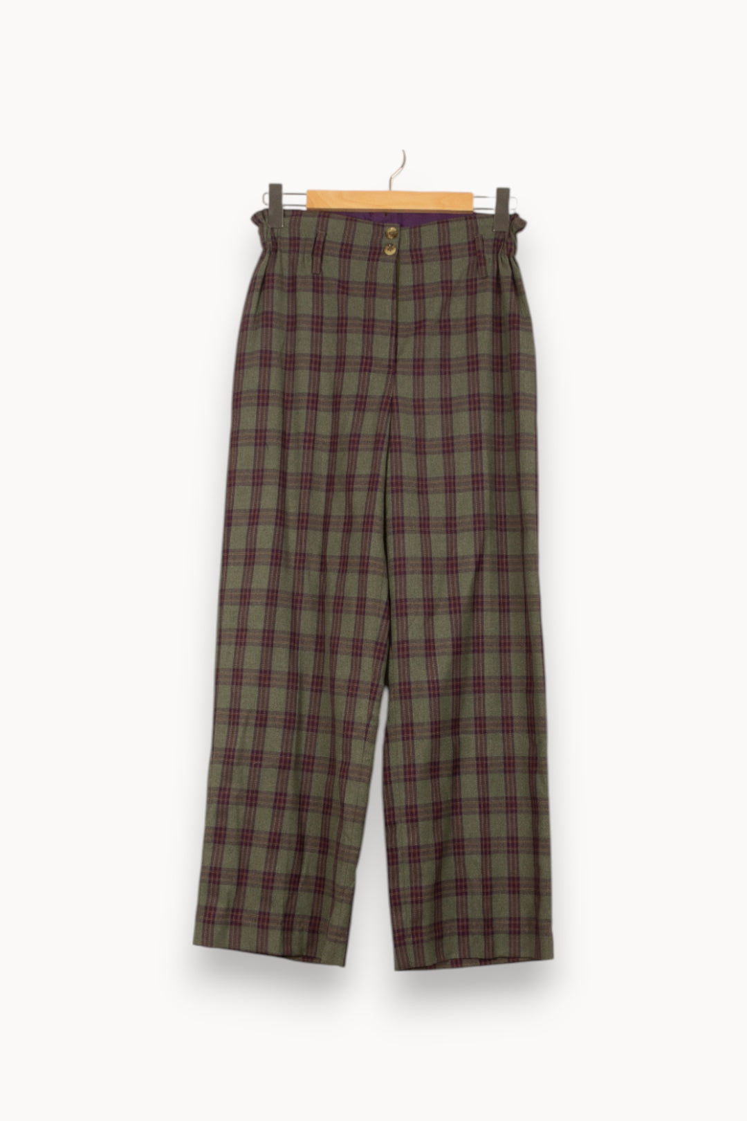 Pantalon Carreaux Vert et Bordeaux - Taille S/36 de la marque Louise Misha | PARAD58850 - Vendu par Paradigme - Image 2