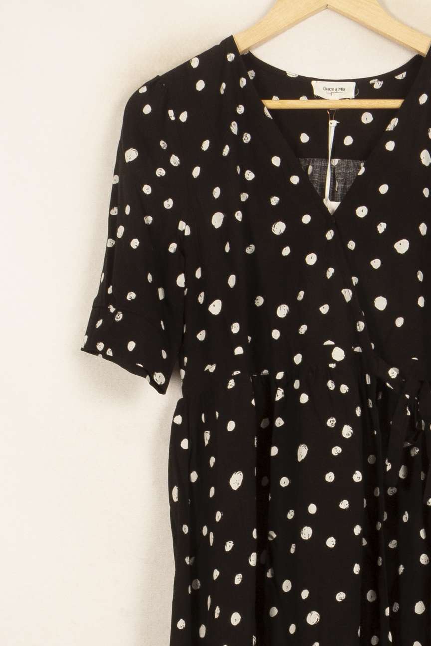 Robe Portefeuille Noire et Blanche - Taille S/36 de la marque Grace & Mila | PARAD58859 - Vendu par Paradigme - Image 3