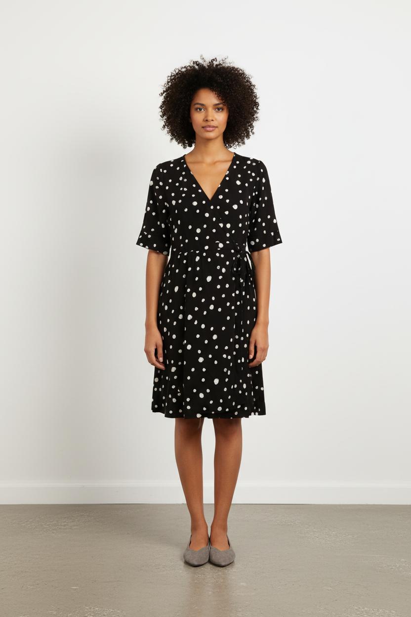 Robe Portefeuille Noire et Blanche - Taille S/36