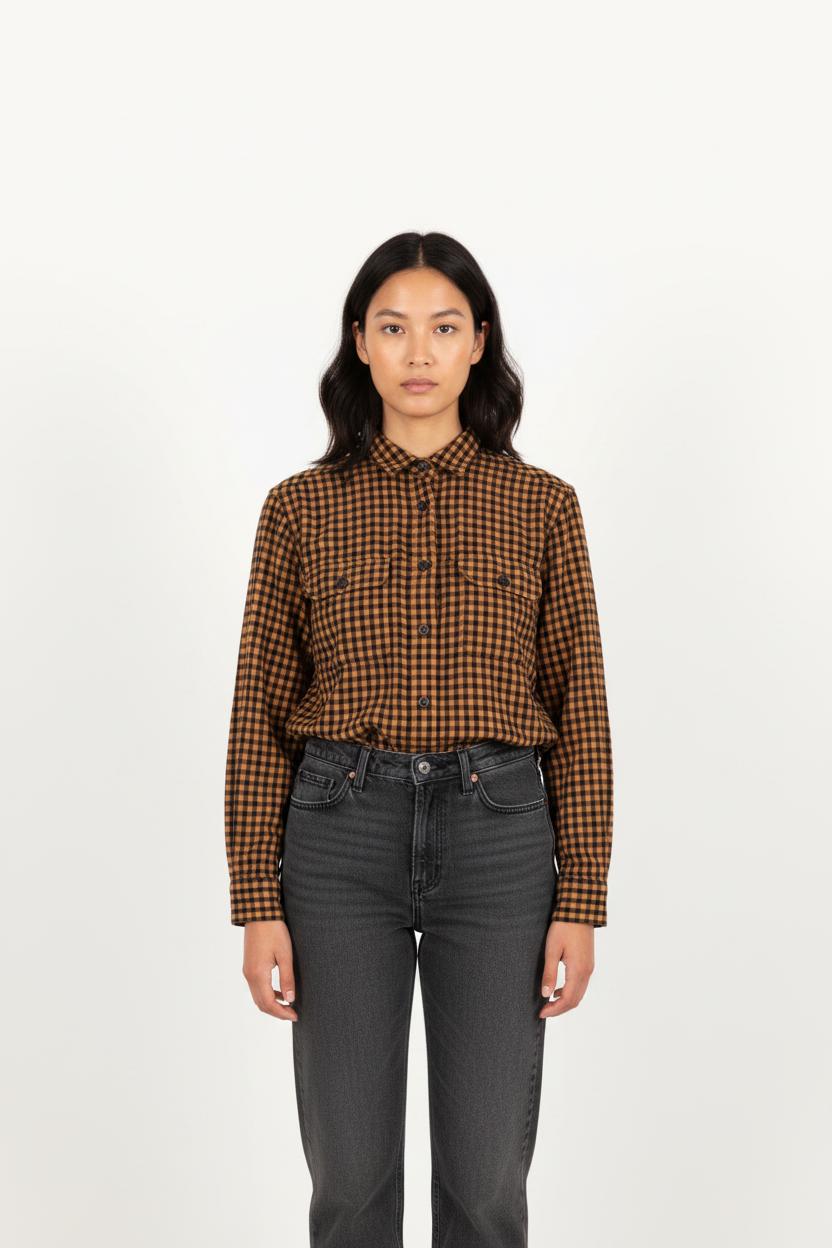 Chemise à Carreaux Marron et Noir - Taille M/38