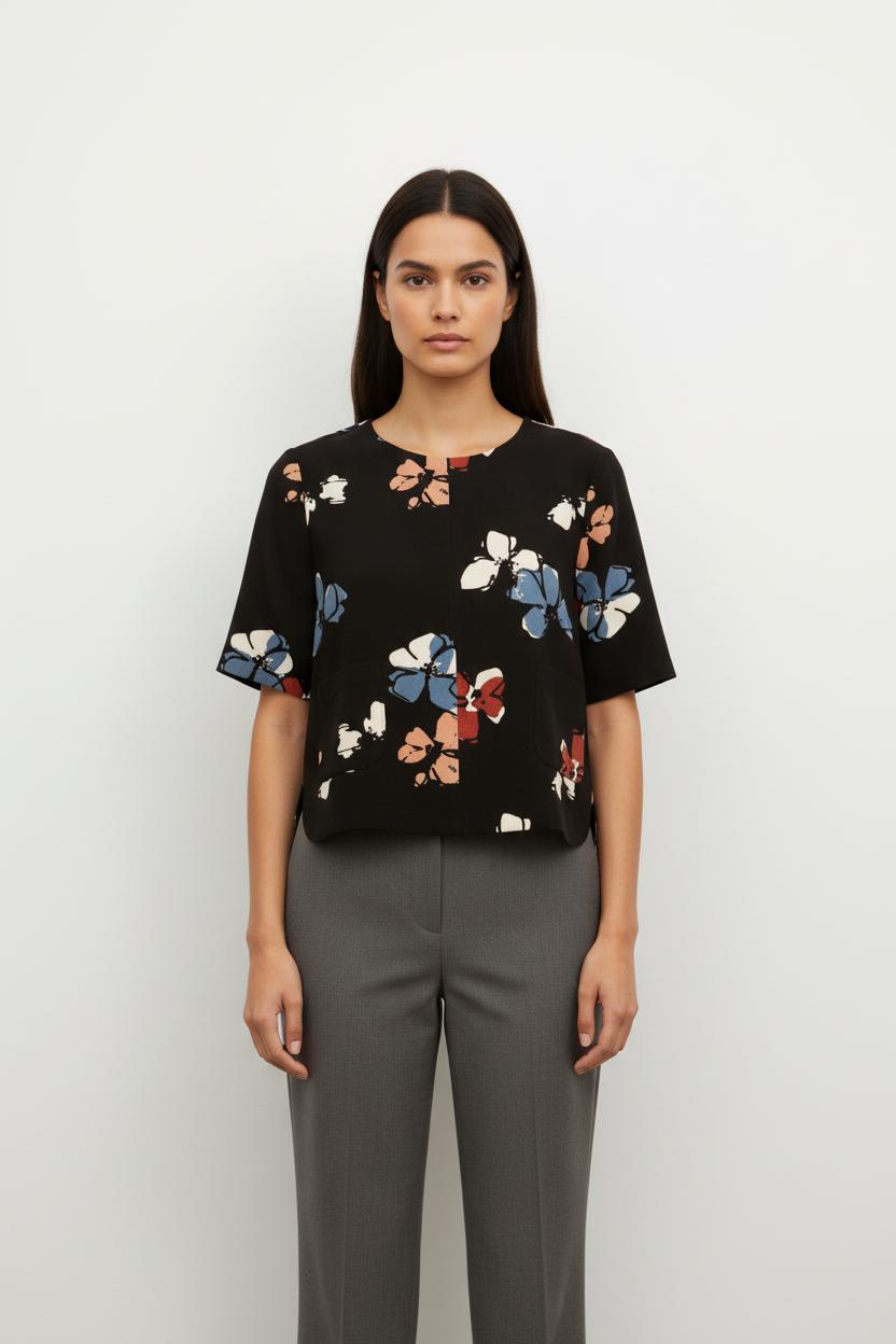 Blouse Noire et Bleue - Taille S/36