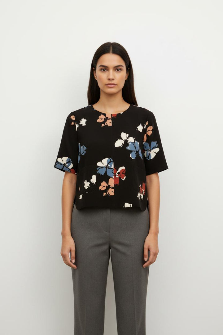 Blouse Noire et Bleue - Taille S/36