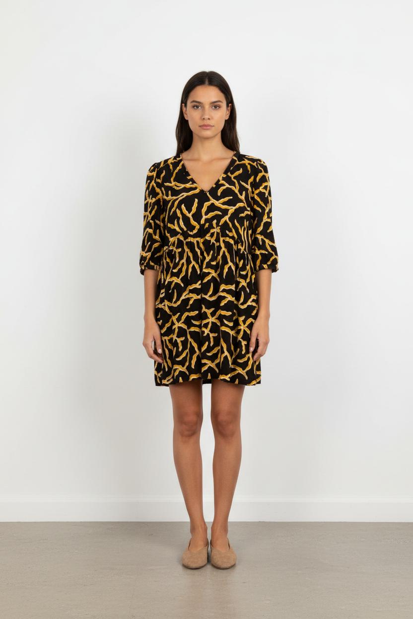 Robe Courte Noire et Jaune - Taille S/36