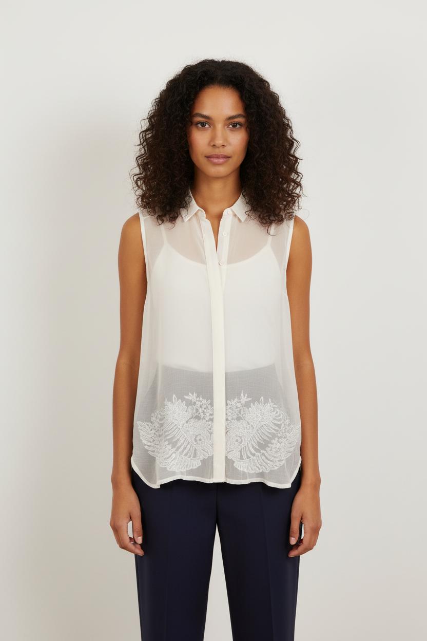 Blouse Sans Manches Blanche - Taille M/38