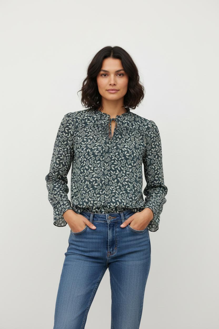 Blouse Bleue et Blanche - Taille S/36