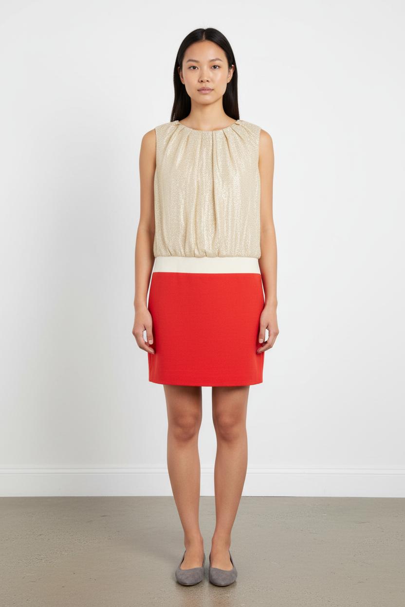 Robe Courte Dorée et Rouge - Taille S/36