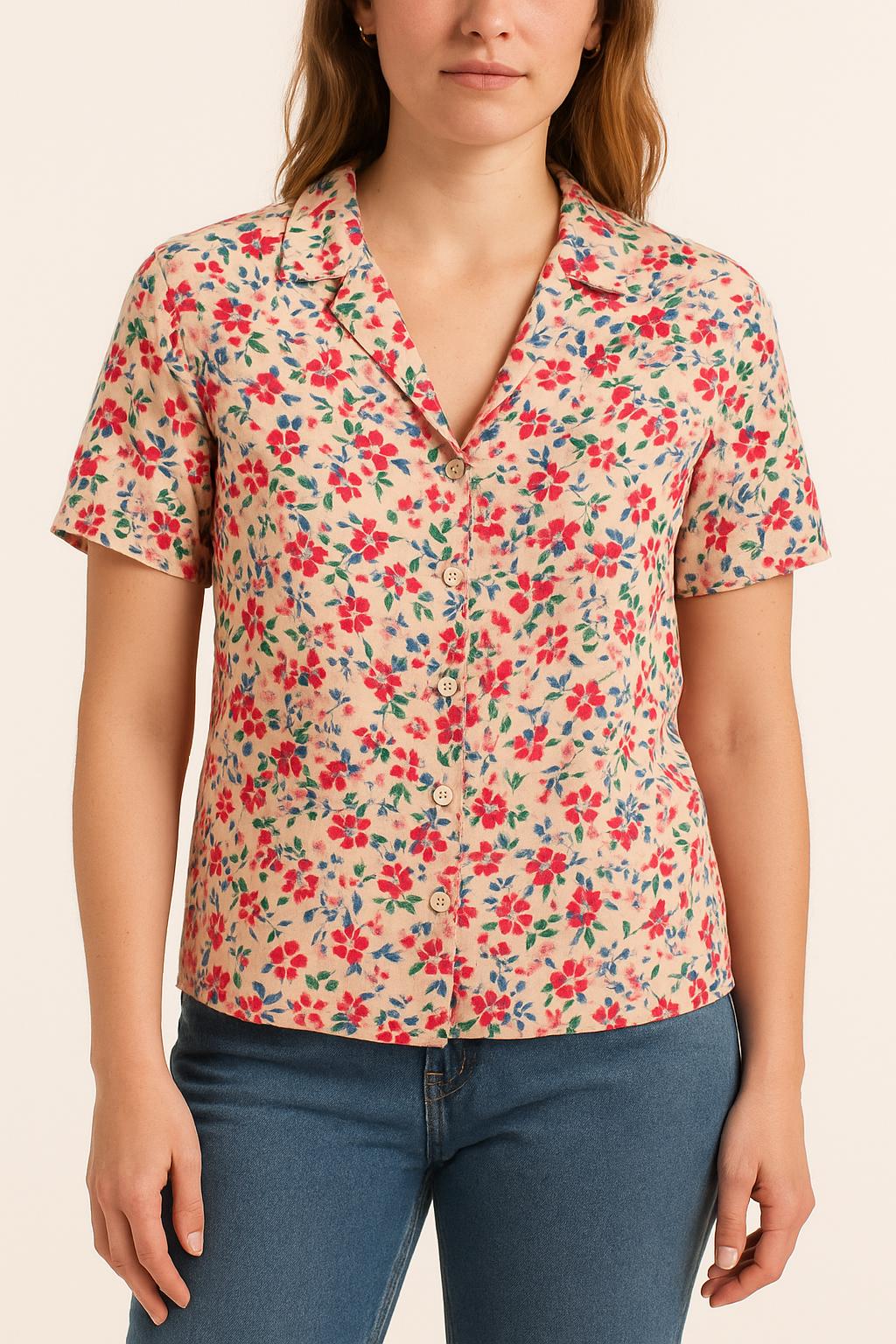 Chemise Fleurie Rose et Bleu - Taille M/38 de la marque Petite Mendigote | PARAD59000 - Vendu par Paradigme - Image 1