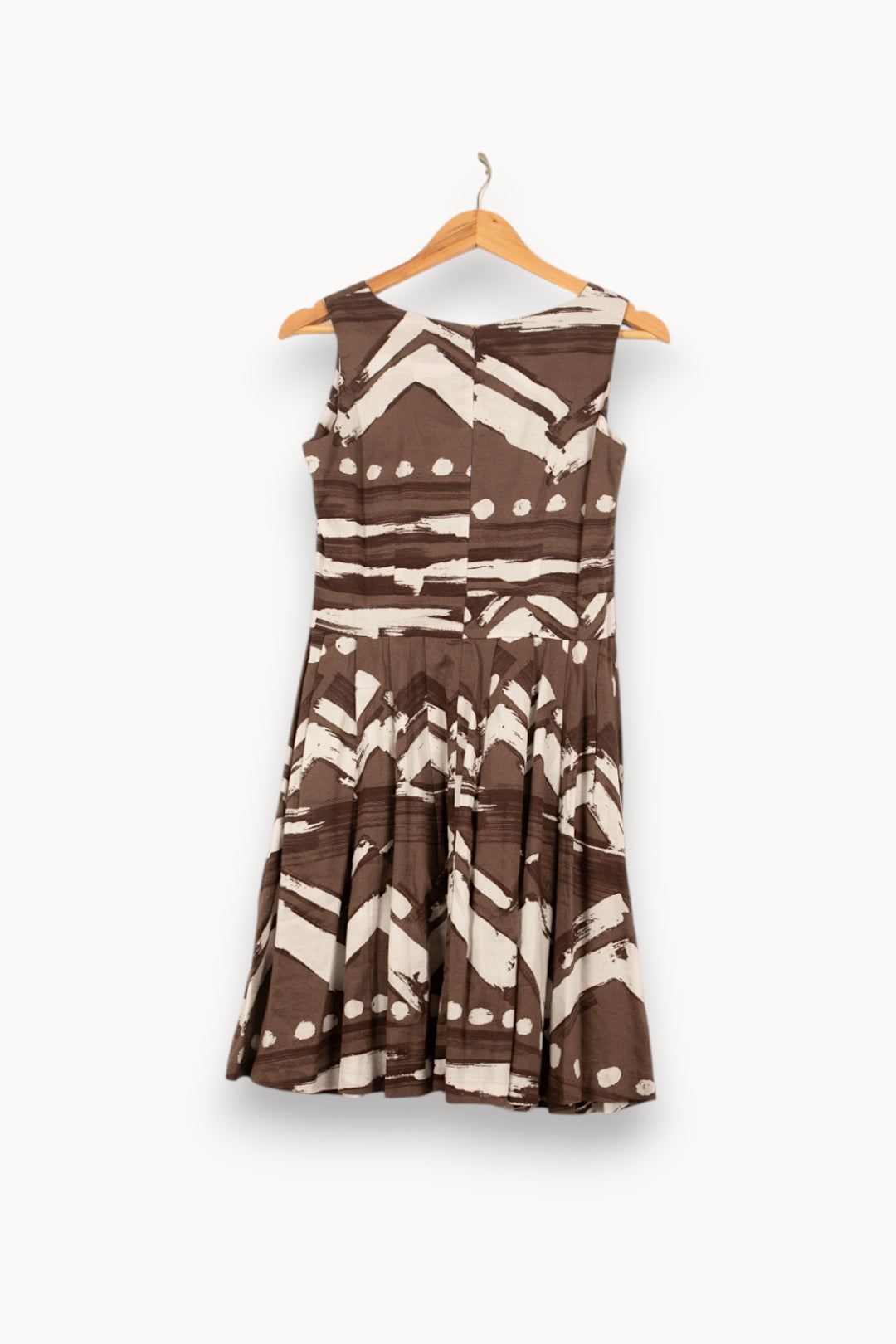 Robe Évasée Marron et Blanche - Taille L/40 de la marque La Fée Maraboutée | PARAD59008 - Vendu par Paradigme - Image 4